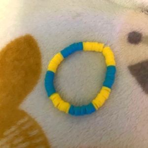 Yellow and Blue beach clay beaded bracelet